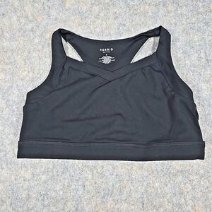 Torrid Active Sports Compression Bra Sz 2 Black Racerback Logo Detail Exercise
